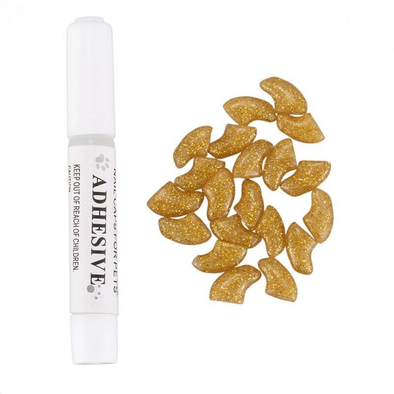 1X(20 pcs Soft Nail Caps For Cat Pet Claw Control Paws off + Adhesive Glue H7G1