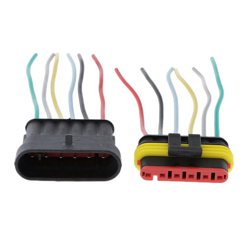 Car 6pin HID Wire Plug Waterproof w/ 14AWG Cable Wire Harness Clips Cord