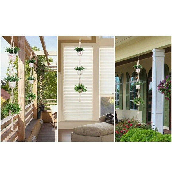 Macrame Plant Hanger For Hanging Planter Baskets Indoor Outdoor - 3 Tier La
