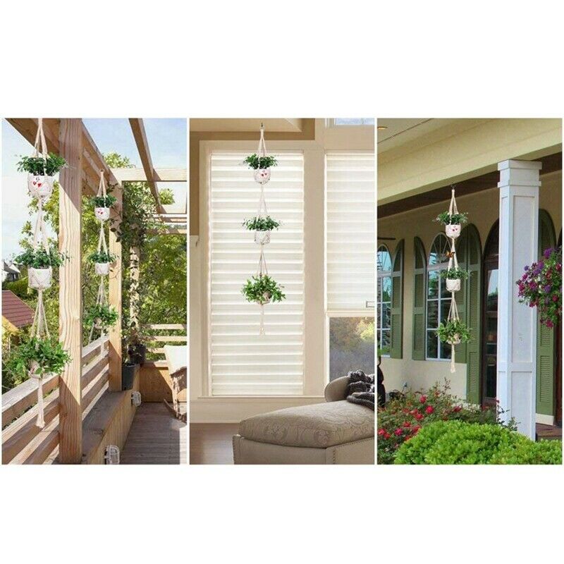 Macrame Plant Hanger For Hanging Planter Baskets Indoor Outdoor - 3 Tier La