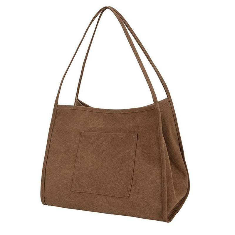 Solid Color Shoulder Handbags Canvas Women Large Top-handle Bags (Coffee)