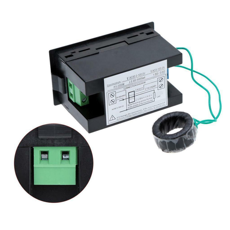 Amp Volt Power Meter Digital LED Multimeter AC 80-300V 0-100A Test Meter &CT