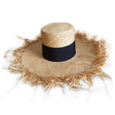 Spring Summer Floppy Raffia Beach Hat Fringed Straw Hats Wide Brim Sun Hat
