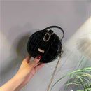 Mini Round Tote Shoulder Bag Women Leather Chain Messenger Purse (1 Black)