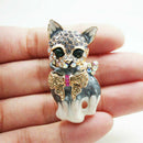 Fashion Crystal Cat Animal Brooch Breastpin Lapel Collar Pin Women Cute Jewelry