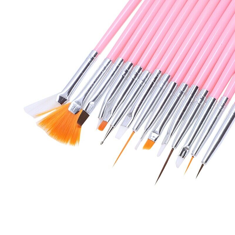Set of 15 brushes for nail , pink R5T8