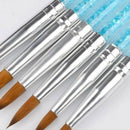 6pcs 100% Pure Kolinsky Acrylic Crimped Nail Brush 13mm/15mm/16mm/17mm/20mm/23mm