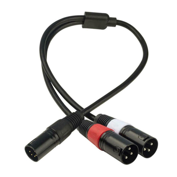 5 Pin Male To Dual 3 Pin Female XLR Audio Microphone Mic Stereo Cable