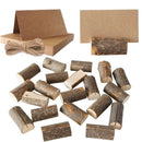 Wooden Table Clip 20 Piece Wood Table Number Holder and 30 Blank Cowhide Ca