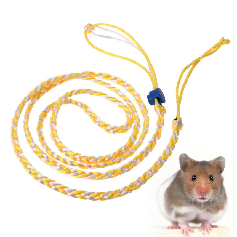 Pet Hamster Cage Leash Adjustable Pet Rat Mouse Harness Rope Leash(Yellow)