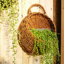 wicker brown wood wall hanging pocket basket flat back door decoration 3c