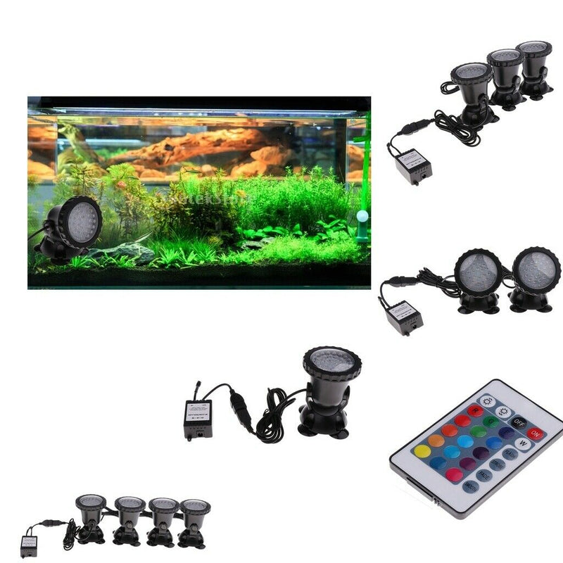 1x Remote Control RGB 36LED Pond Spotlight Underwater Aquarium Fish Tank