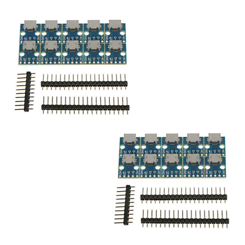 20Pcs 5 Pins Connector MICRO USB to DIP Pin Pitch PCB Converter Pinboard