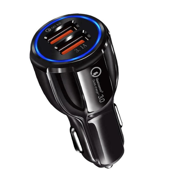 Dual Ports QC3.0 USB Car Charger 3.1A Fast Charging for Car Phone Charge Adapter