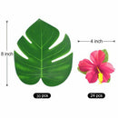 30pcs Artificial Tropical Palm Leaves & 24 pcs Hibiscus Flower Hawaiian Jun U7F1