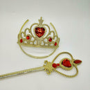 2 Sets Princess Fancy Dress Costume Glove Wand Tiara Jewelry Set Pink/Yellow