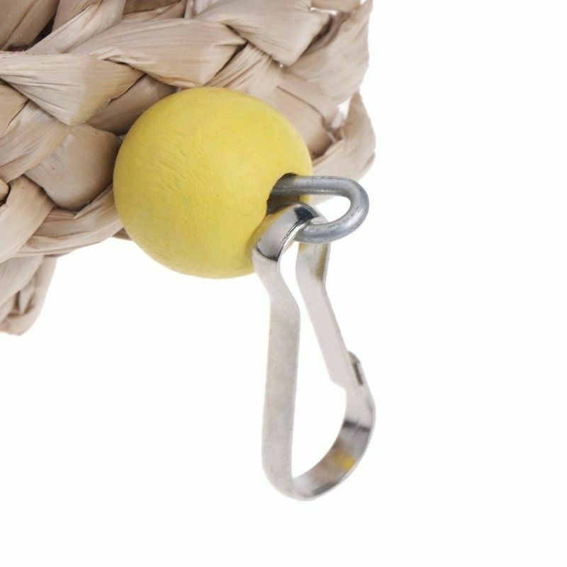 Bird Parrot Toys Natural Wooden Grass Chewing Bite Hanging Cage Accessories Q5O8