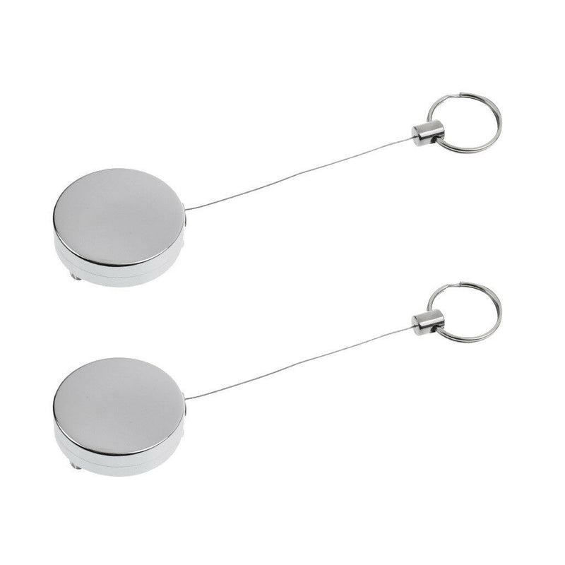 2xRetractable Badge Reel ID Card Holder Fishing Lanyard Reel Security Holder