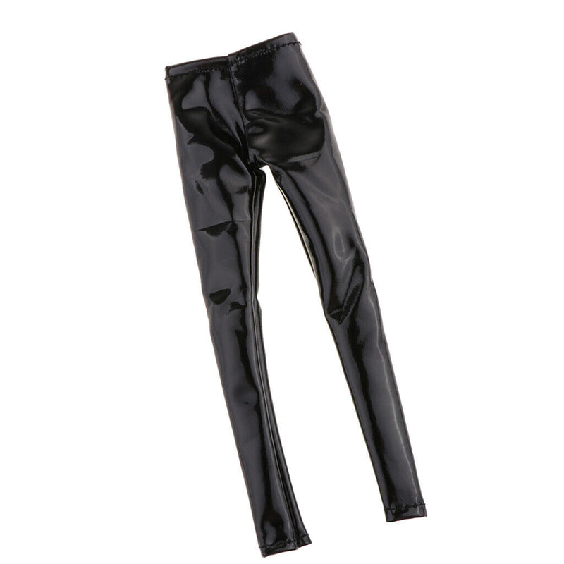 1:6 Scale Black PU Leather Pants Female Trousers Clothes for 12inch Action