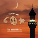 10pcs/set Eid Mubarak Pendants Wood Star Moon Lantern Banner Ramadan Decor