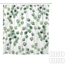Shower Curtain Watercolor Green Floral Eucalyptus Round Leaves Pattern BrancG4V6