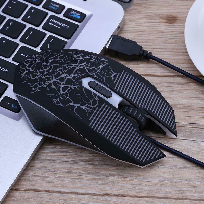 1,600 DPI 4 Buttons LED Backlight Wired Optical Gaming Mouse for PC Laptop