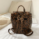 Fashion Leopard Women Backpack Retro PU Leather Shoulder Schoolbag (Yellow) A
