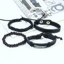 4pcs Retro Weave Bracelet Multilayer Leather Bangles Religious Jewelry Gift