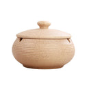 Ceramic Ashtray Cigarettes Ash Holder with Lid for Indoor or Outdoor Use-Beige