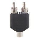 Dual RCA Male Plug to 1 x RCA Female Socket Phono AV Adapter Connector