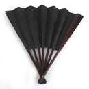 Men's Black Spun Silk Calligraphy Painting Writing Dancing Folding Hand Fan