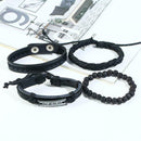 4pcs Retro Weave Bracelet Multilayer Leather Bangles Religious Jewelry Gift A