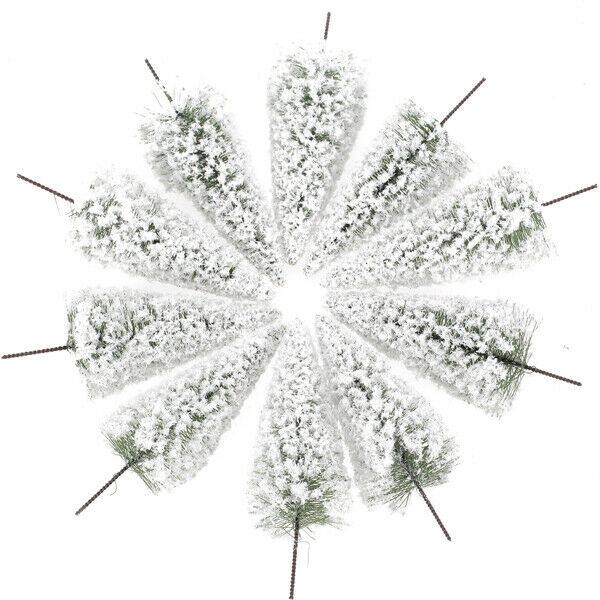 10pcs White Scenery Landscape Cedar Trees for Winter Snow Tree Layout 10cm