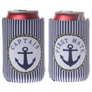 2pcs Beer Coke Can Cooler Stubby Holder CAPTAIN And FIRST MATE Pattern
