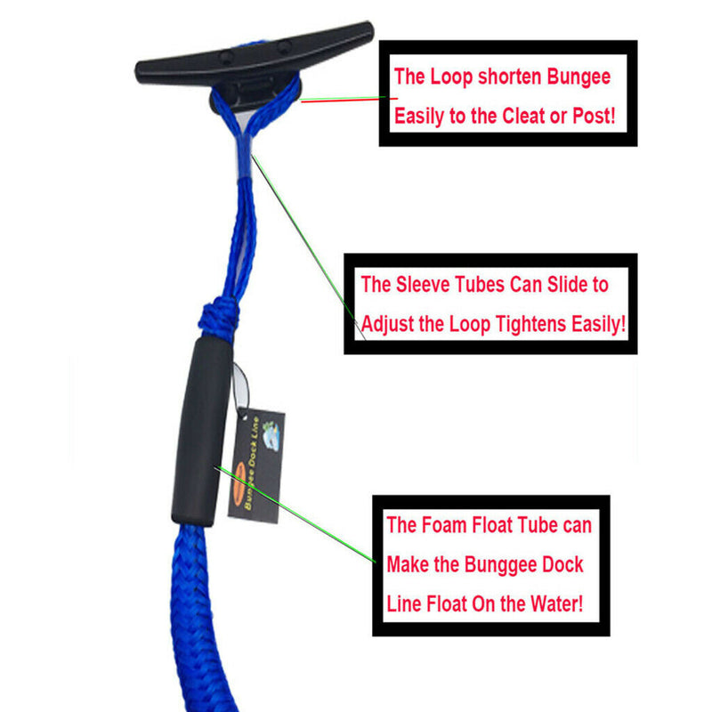4 Pack Bungee Stretching Dock Line 4ft Marine Rope for Boat PWC Anchors
