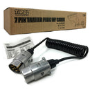 7 Pin Metal Trailer Plugs w/curly 1.5M extension Cable Lead Male To Male Caravan