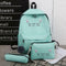 4pcs/set Cute Printing Women Shoulder Crossbody Pen Bags Backpacks (Green)