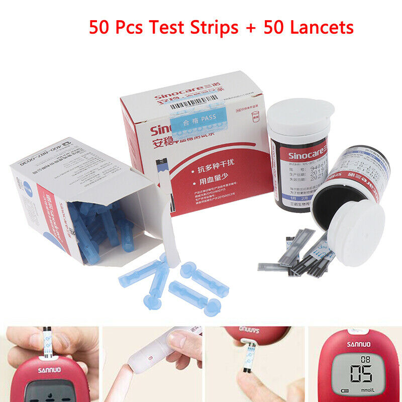 Diabetic Blood Sugar Detection Test Strips 50pcs+Test Paper 50pc Lancets  ZY FT