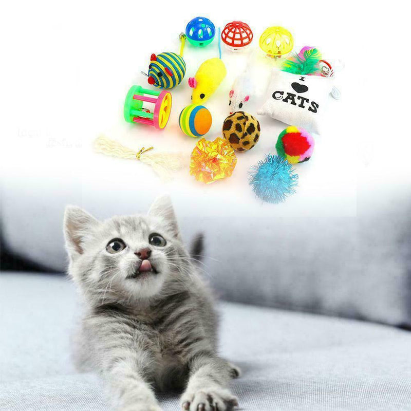 14Pcs/set Creative Pet Cat Toys Set Mice Balls Catnip Pet Kitten Play Ball N6J1