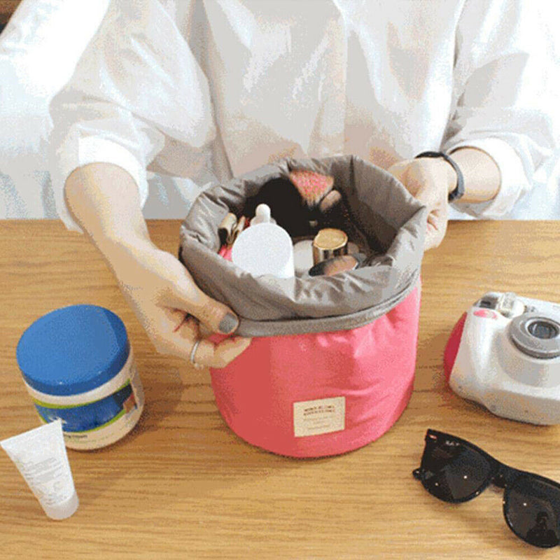 Nylon Drawstring Travel Cosmetic Bag Makeup Organizer Toiletry Bags (Red) A