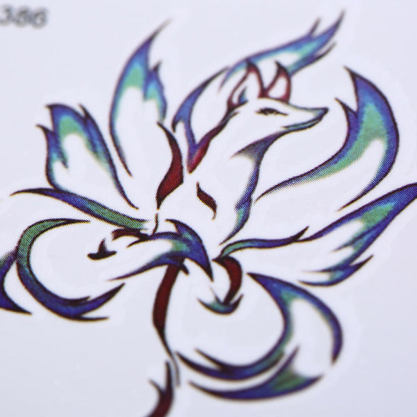 Waterproof Temporary Tattoo Stickers Nine Tail Fox Water Transfer flash tatoo Kw