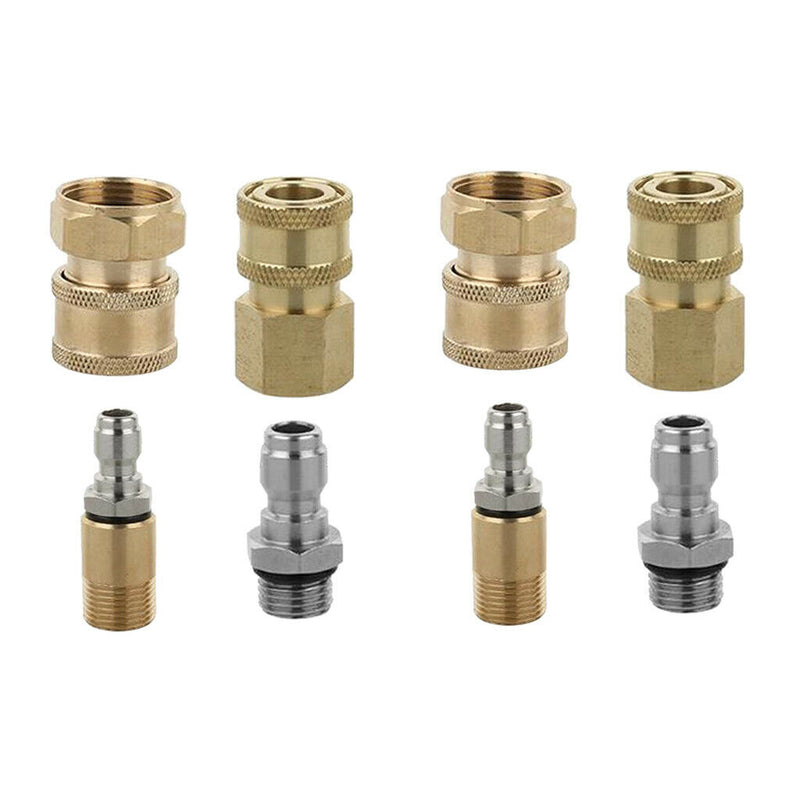 8PCs Brass Male Female Quick Connector Kit 1/4-inch G/ M22x1.5mm/ M18x1.5mm