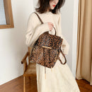 Fashion Leopard Women Backpack Retro PU Leather Shoulder Schoolbag (Yellow) A