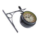 EU Style Double Sided Wall Bracket Clock Classic Mue Clock Decor Black