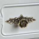 6 xRetro Bronze Rose Decor Kitchen Cabinet Drawer Handle Pull Knob Hardware