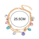 New Summer Stylish Rhinestones Five-Pointed Star Ankle Multi-Layer Beach Anklet-