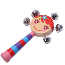 1pc Baby Kids Rainbow Wooden Handle Bell Jingle Stick Shaker Rattle Toys