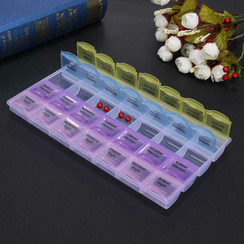28 Compartments Plastic Pills Box Portable Home Pills Storage Organizer A