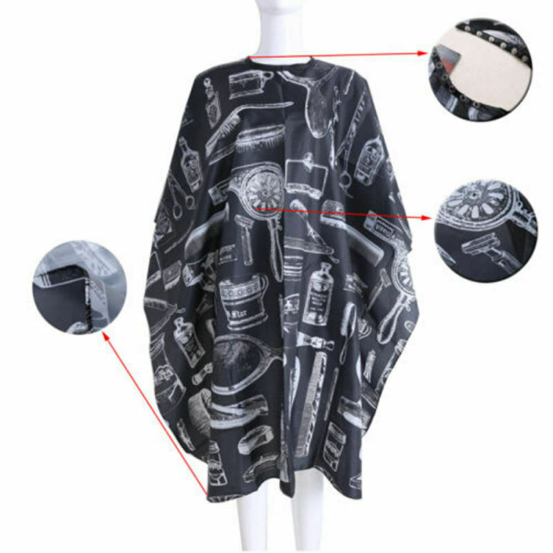 Black Hairdressing Gown Cape Hair-Cut Salon Barber Nylon Cloth Wrap Protect