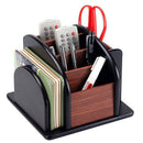 6-Compartment Wood Rotating Remote Caddy Desktop Office Supply Organizer Ho
